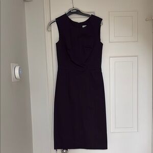 Carolina Herrera Black Sheath Midi Dress Crew Neck Sleeveless